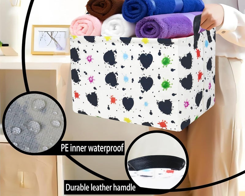 BOOHIT Valentines Day Basket Large Foldable Heart Shaped Storage Box for Gifts Kids Empty Storage Bins Rectangular Toy Organizer Decor (Graffiti Love) - Image 4